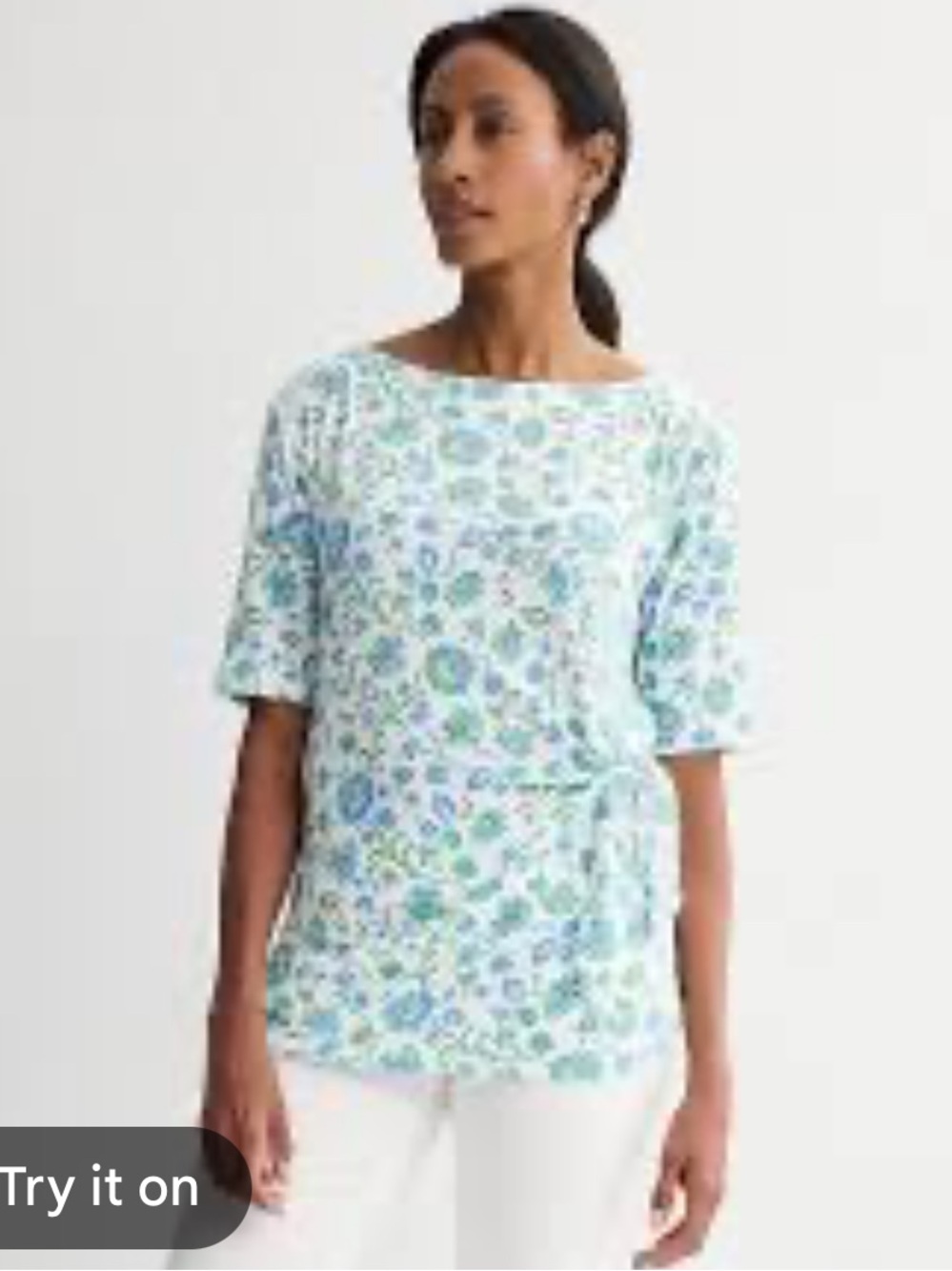 👗Croft & Barrow Blue Floral Tie-Waist Women’s Top